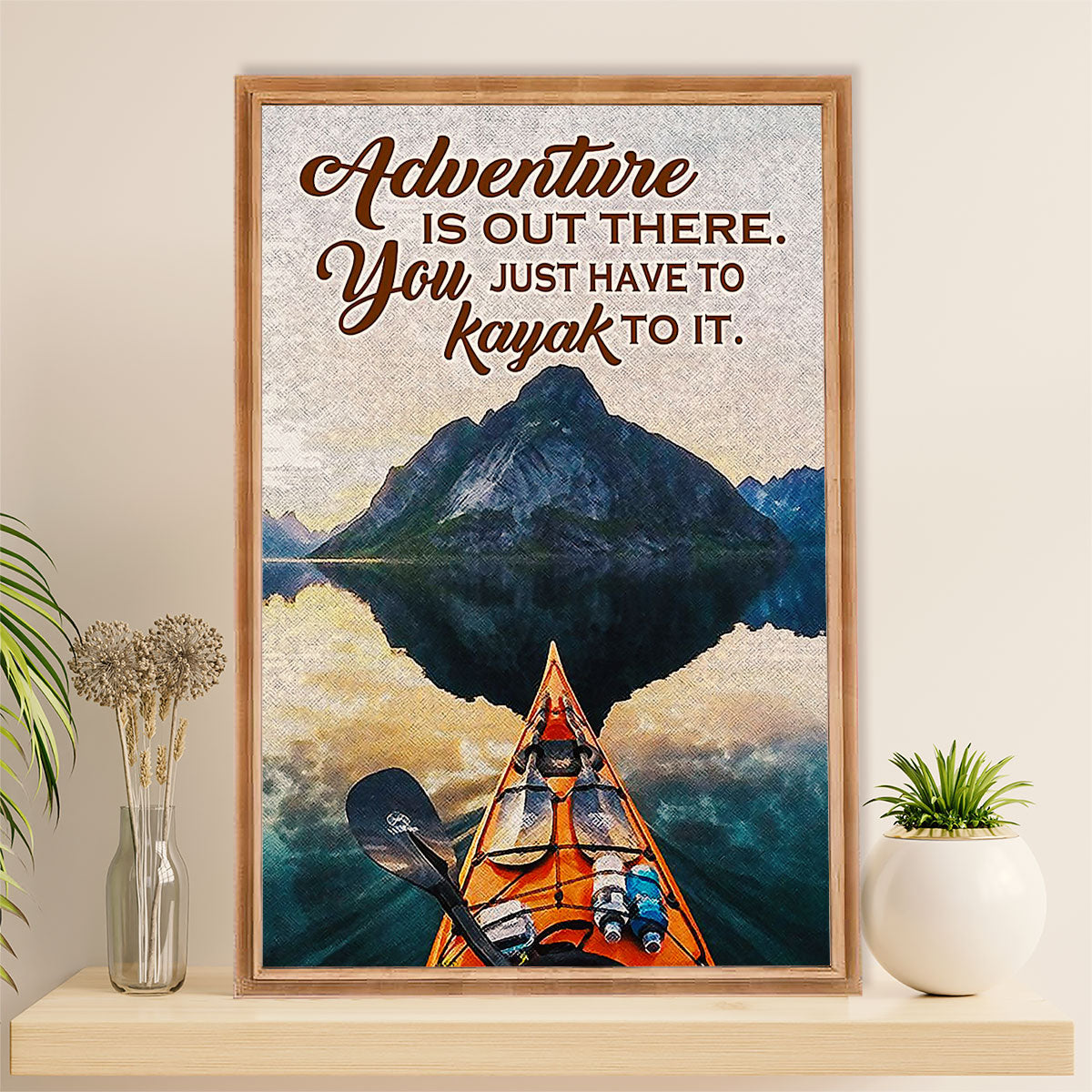 Kayaking Poster Print Room Decor | Adventure is Out There | Wall Art Gift for Kayaker