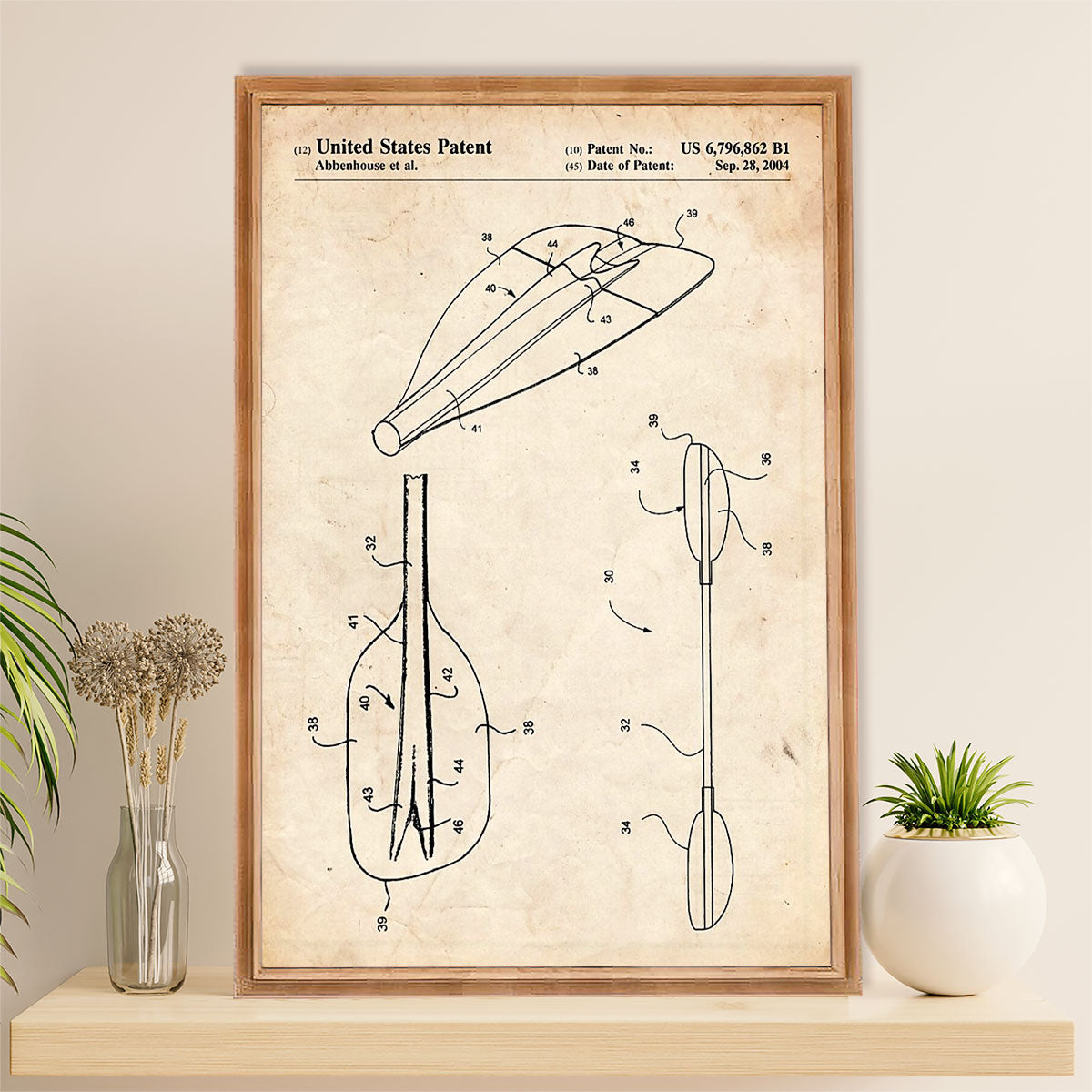 Kayaking Canvas Wall Art Prints | Double-bladed Paddle | Home Décor Gift for Kayaker