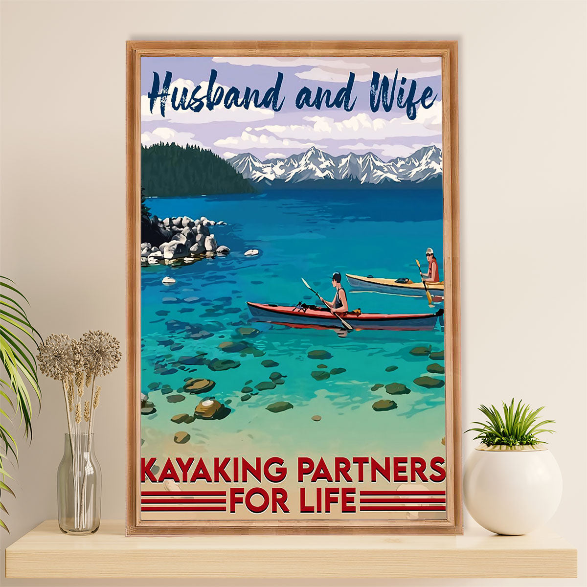 Kayaking Canvas Wall Art Prints | Husband & Wife | Home Décor Gift for Kayaker