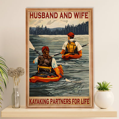 Kayaking Canvas Wall Art Prints | Husband & Wife Kayaking Partners | Home Décor Gift for Kayaker