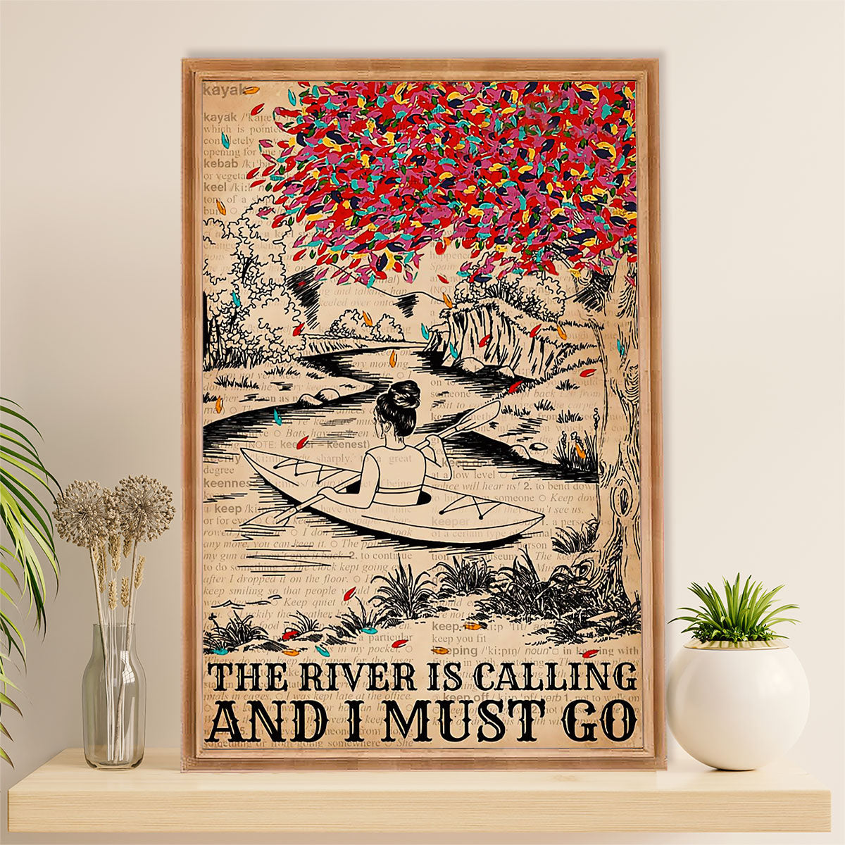 Kayaking Canvas Wall Art Prints | The River Is Calling | Home Décor Gift for Kayaker