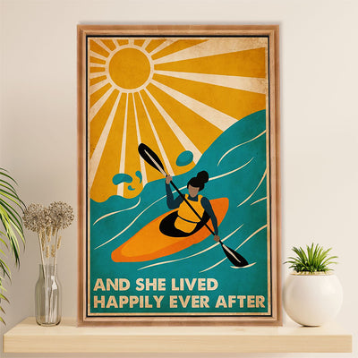 Kayaking Canvas Wall Art Prints | She Lived Happily | Home Décor Gift for Kayaker