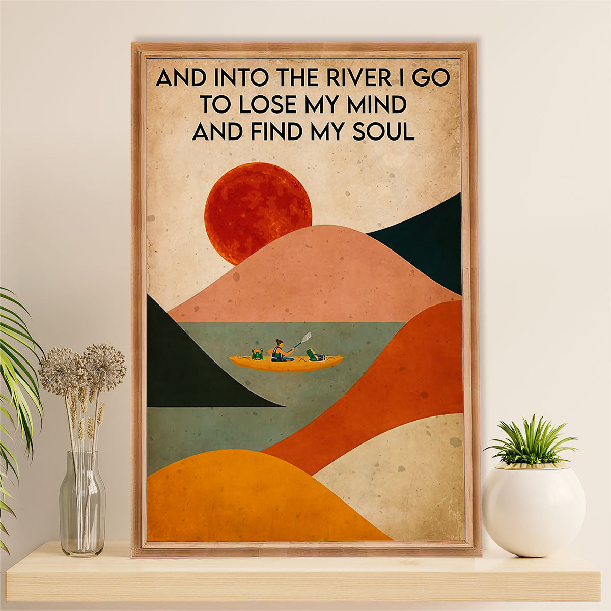 Kayaking Poster Print Room Decor | Into The River | Wall Art Gift for Kayaker
