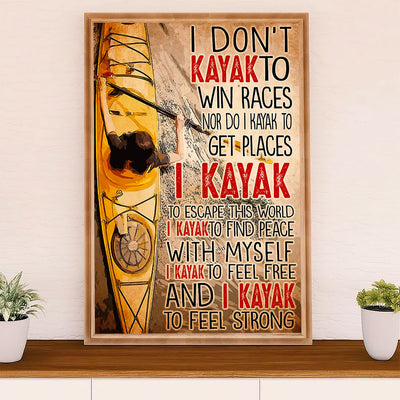 Kayaking Canvas Wall Art Prints | Play to Feel Strong | Home Décor Gift for Kayaker