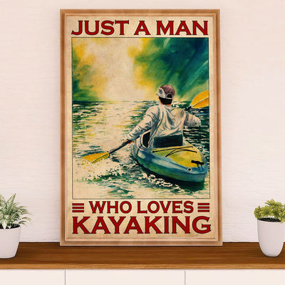 Kayaking Canvas Wall Art Prints | Kayak Camping Gear Guide | Home Décor Gift for Kayaker