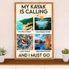 Kayaking Canvas Wall Art Prints | My Kayak Is Calling | Home Décor Gift for Kayaker