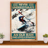 Kayaking Poster Print Room Decor | Old Man Loves Kayaking | Wall Art Gift for Kayaker