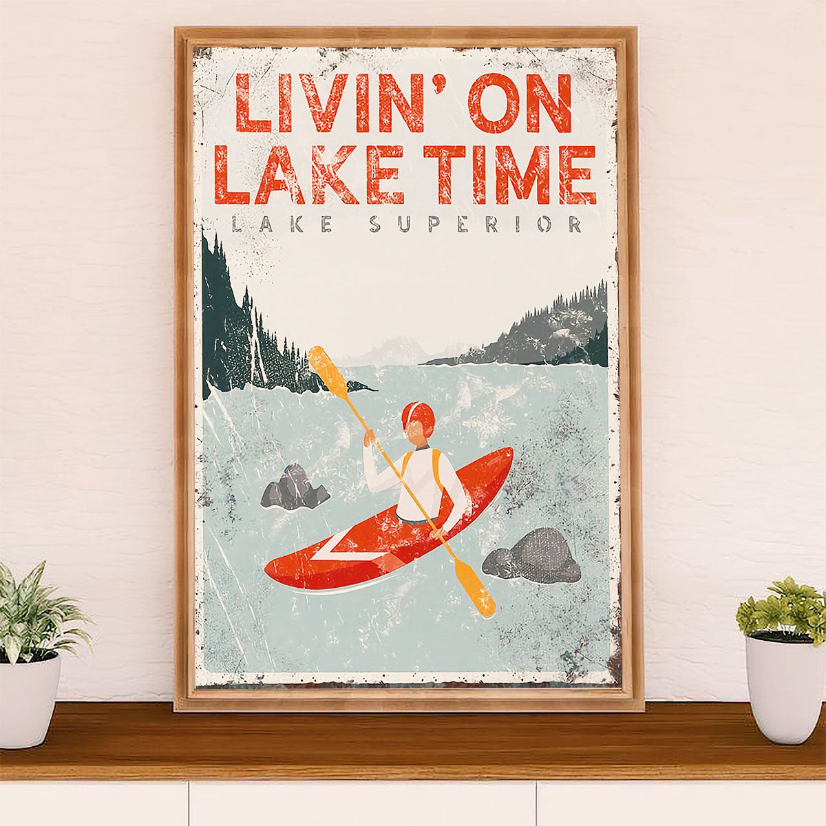 Kayaking Canvas Wall Art Prints | Livin' On Lake Time | Home Décor Gift for Kayaker