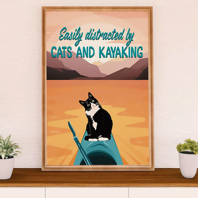 Kayaking Canvas Wall Art Prints | Distracted by Cats & Kayaking | Home Décor Gift for Kayaker