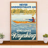 Kayaking Canvas Wall Art Prints | Old Lady Loves Kayaking | Home Décor Gift for Kayaker