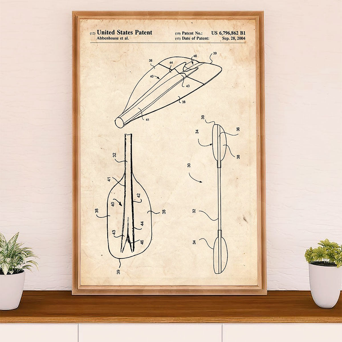 Kayaking Canvas Wall Art Prints | Double-bladed Paddle | Home Décor Gift for Kayaker