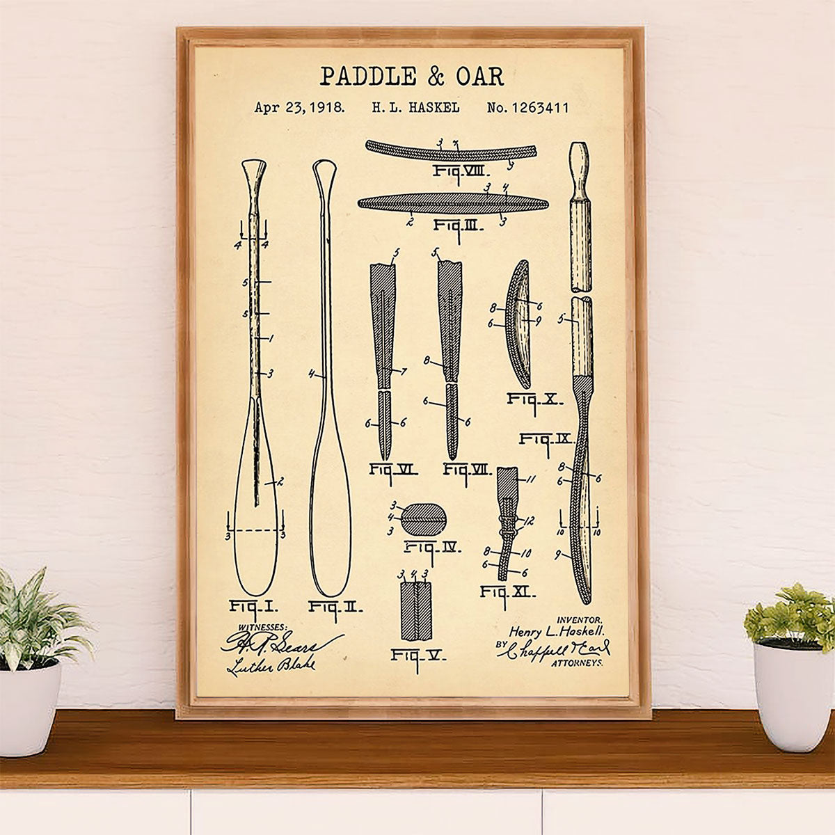 Kayaking Canvas Wall Art Prints | Double-bladed Paddle | Home Décor Gift for Kayaker