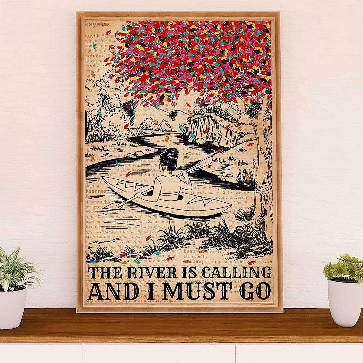 Kayaking Canvas Wall Art Prints | The River Is Calling | Home Décor Gift for Kayaker