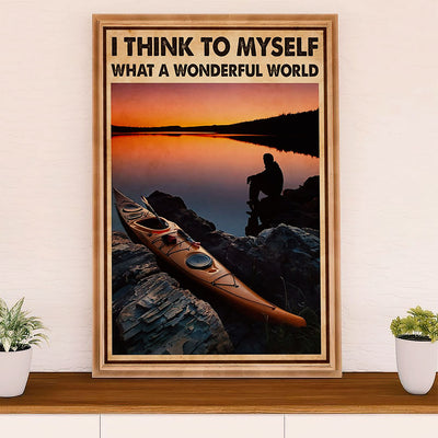 Kayaking Poster Print Room Decor | Wonderful World | Wall Art Gift for Kayaker