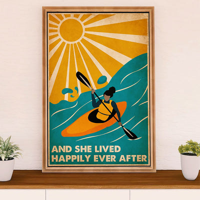 Kayaking Canvas Wall Art Prints | She Lived Happily | Home Décor Gift for Kayaker