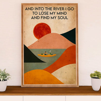 Kayaking Poster Print Room Decor | Into The River | Wall Art Gift for Kayaker