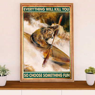 Kayaking Poster Print Room Decor | Choose Something Fun | Wall Art Gift for Kayaker