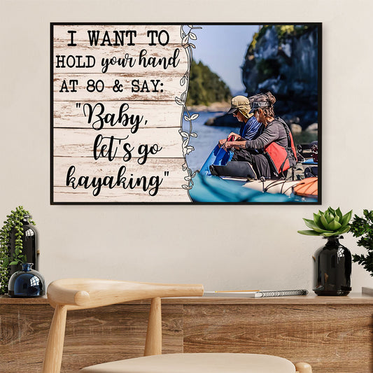 Kayaking Canvas Wall Art Prints | Old Couple Husband Wife | Home Décor Gift for Kayaker