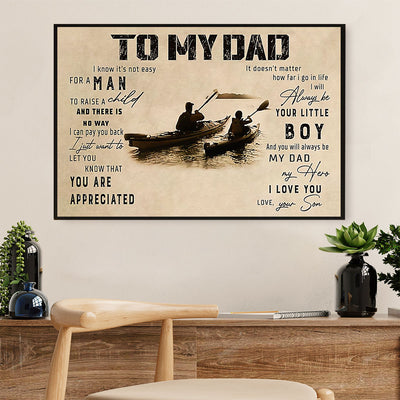 Kayaking Canvas Wall Art Prints | From Son to Dad | Home Décor Gift for Kayaker