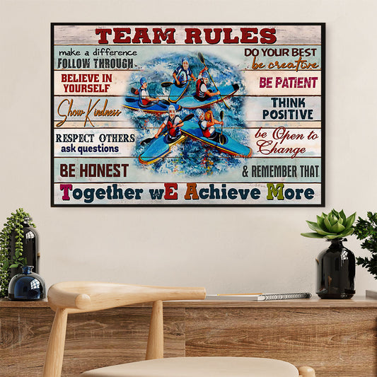 Kayaking Poster Prints | Team Rules | Wall Art Gift for Kayaker