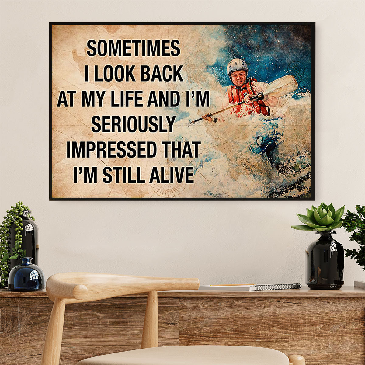 Kayaking Canvas Wall Art Prints | Impressed That Im Still Alive | Home Décor Gift for Kayaker