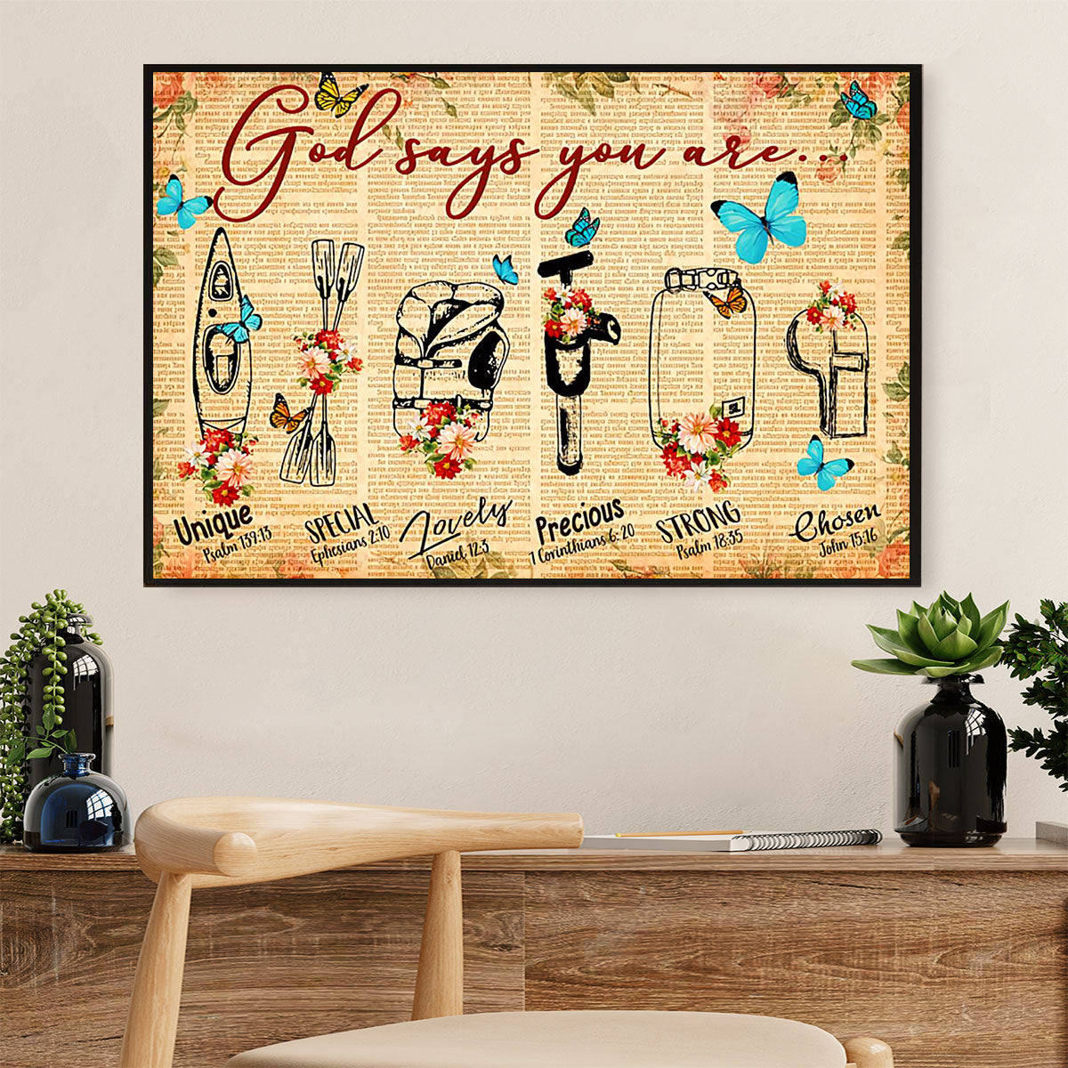 Kayaking Canvas Wall Art Prints | God Says You Are | Home Décor Gift for Kayaker