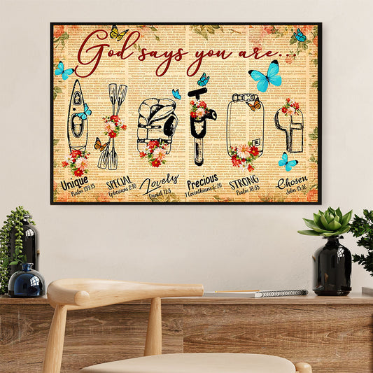Kayaking Canvas Wall Art Prints | God Says You Are | Home Décor Gift for Kayaker
