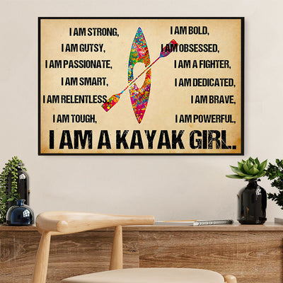 Kayaking Poster Prints | Kayak Girl | Wall Art Gift for Kayaker