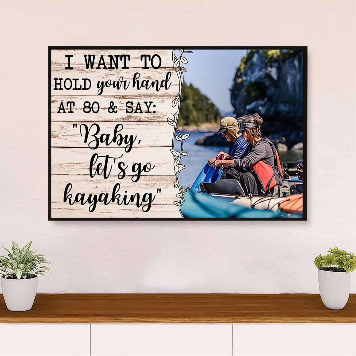 Kayaking Poster Prints | Old Couple Husband Wife | Wall Art Gift for Kayaker