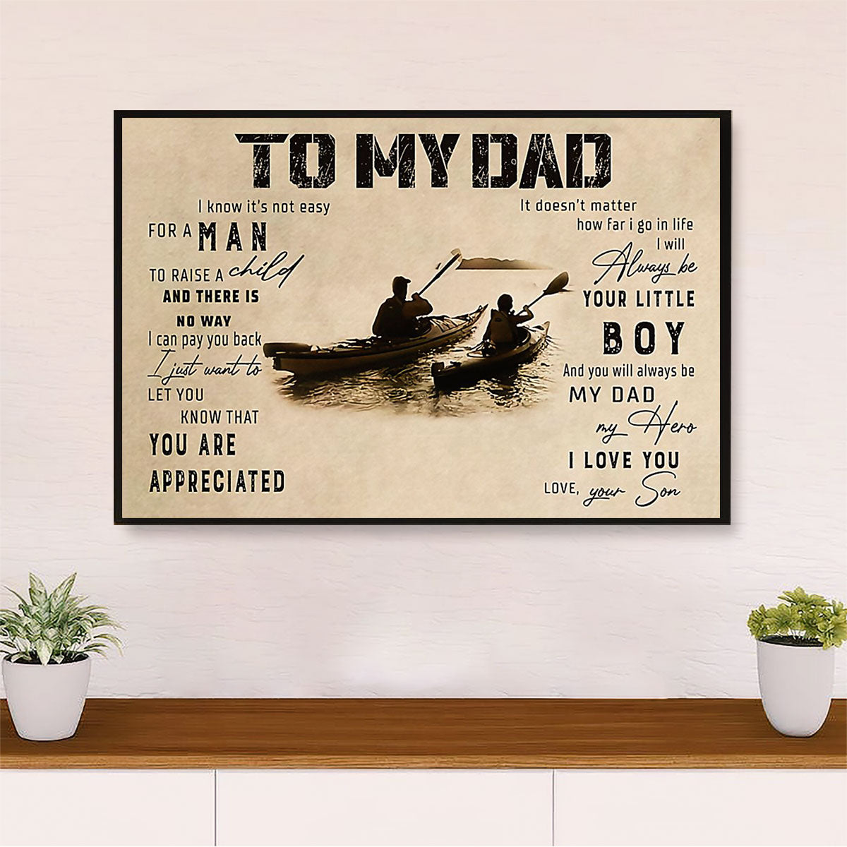 Kayaking Canvas Wall Art Prints | From Son to Dad | Home Décor Gift for Kayaker