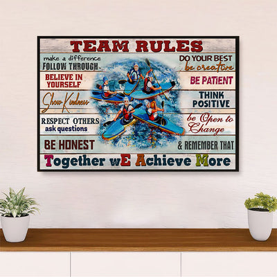 Kayaking Canvas Wall Art Prints | Team Rules | Home Décor Gift for Kayaker