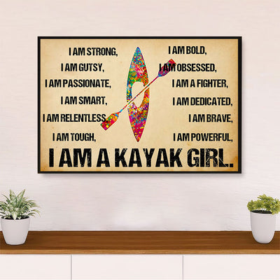 Kayaking Canvas Wall Art Prints | Kayak Girl | Home Décor Gift for Kayaker