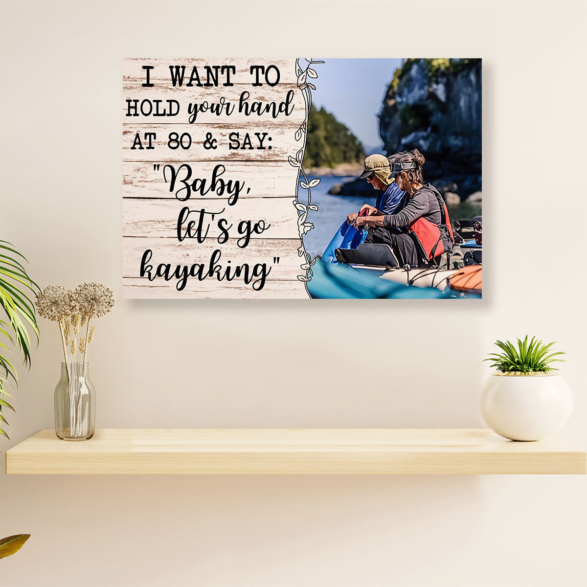 Kayaking Poster Prints | Old Couple Husband Wife | Wall Art Gift for Kayaker