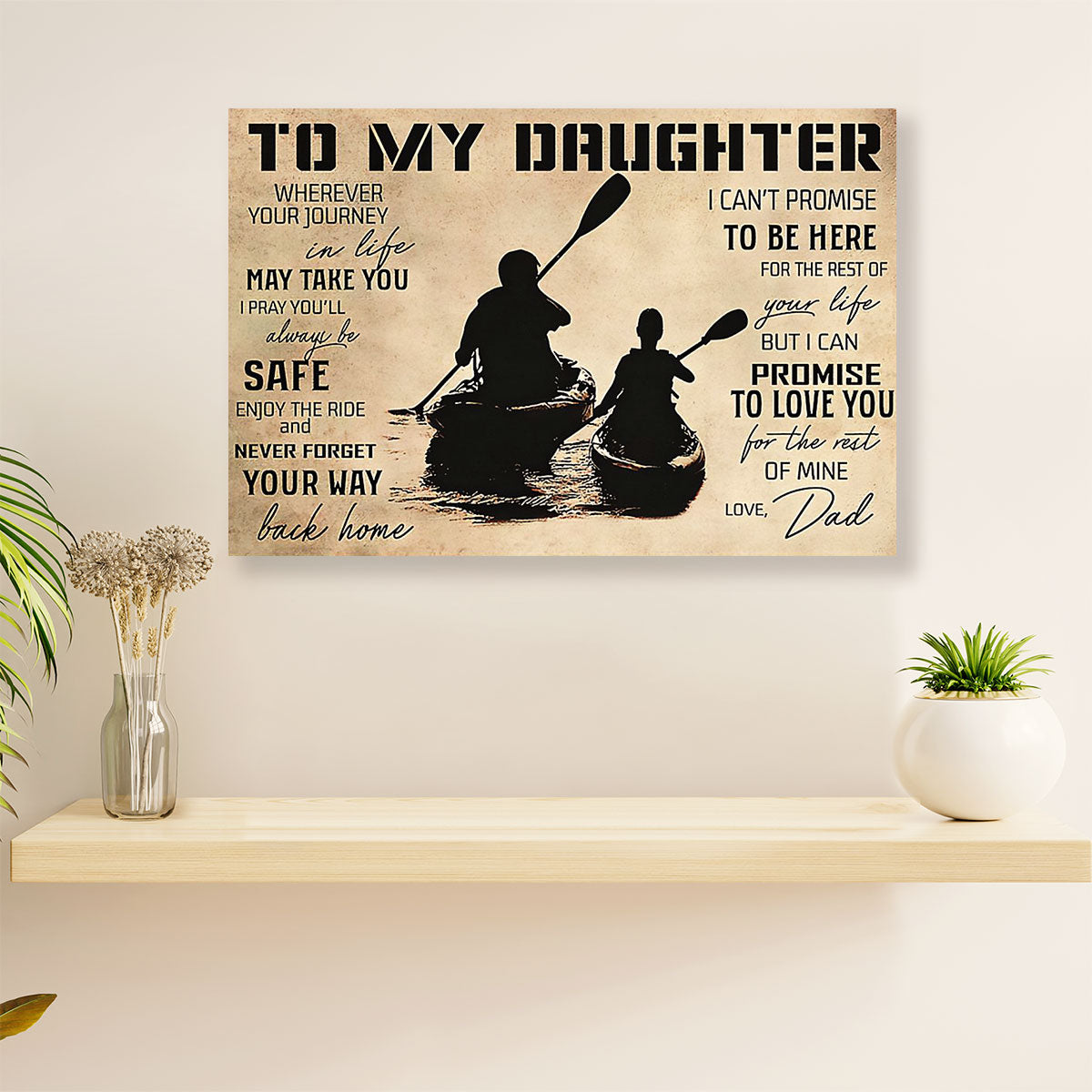 Kayaking Canvas Wall Art Prints | From Dad to Daughter | Home Décor Gift for Kayaker