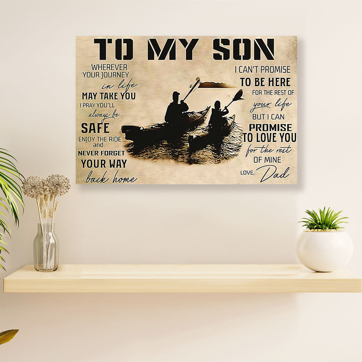 Kayaking Canvas Wall Art Prints | From Dad to Son | Home Décor Gift for Kayaker