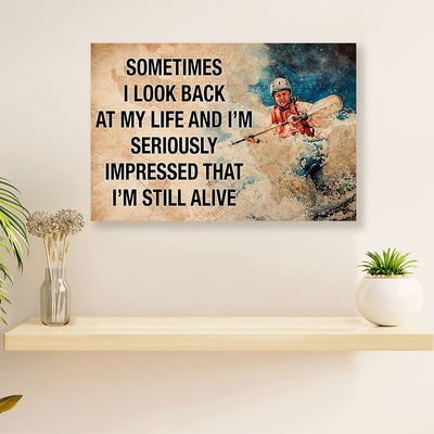 Kayaking Canvas Wall Art Prints | Impressed That Im Still Alive | Home Décor Gift for Kayaker