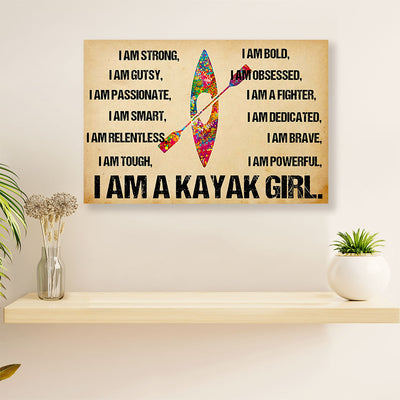 Kayaking Poster Prints | Kayak Girl | Wall Art Gift for Kayaker