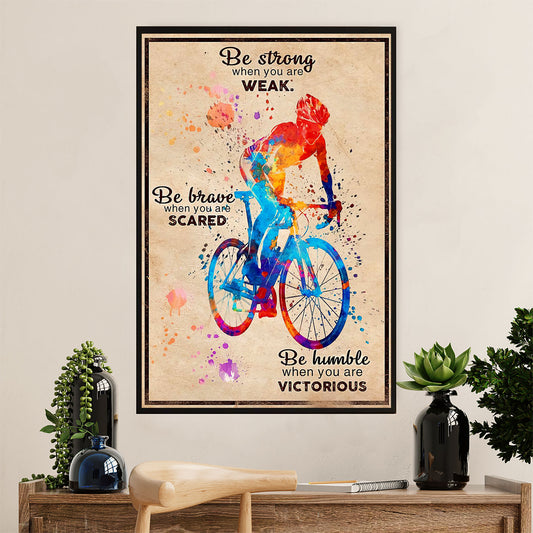 Cycling, Mountain Biking Poster Prints | Strong Brave Humble | Wall Art Gift for Cycler