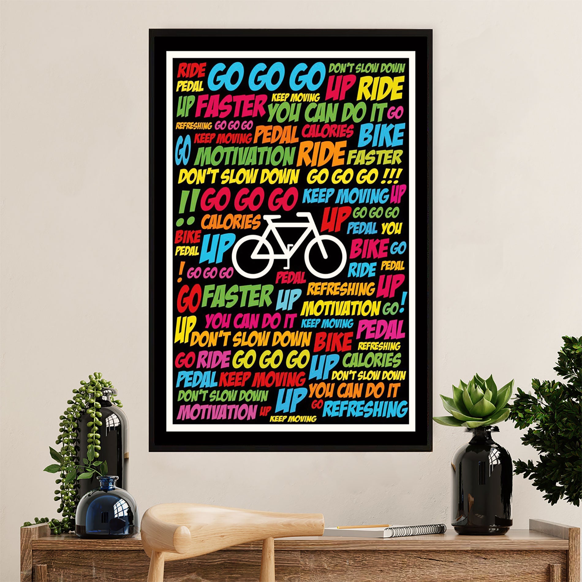 Cycling, Mountain Biking Poster Prints | GO GO GO | Wall Art Gift for Cycler