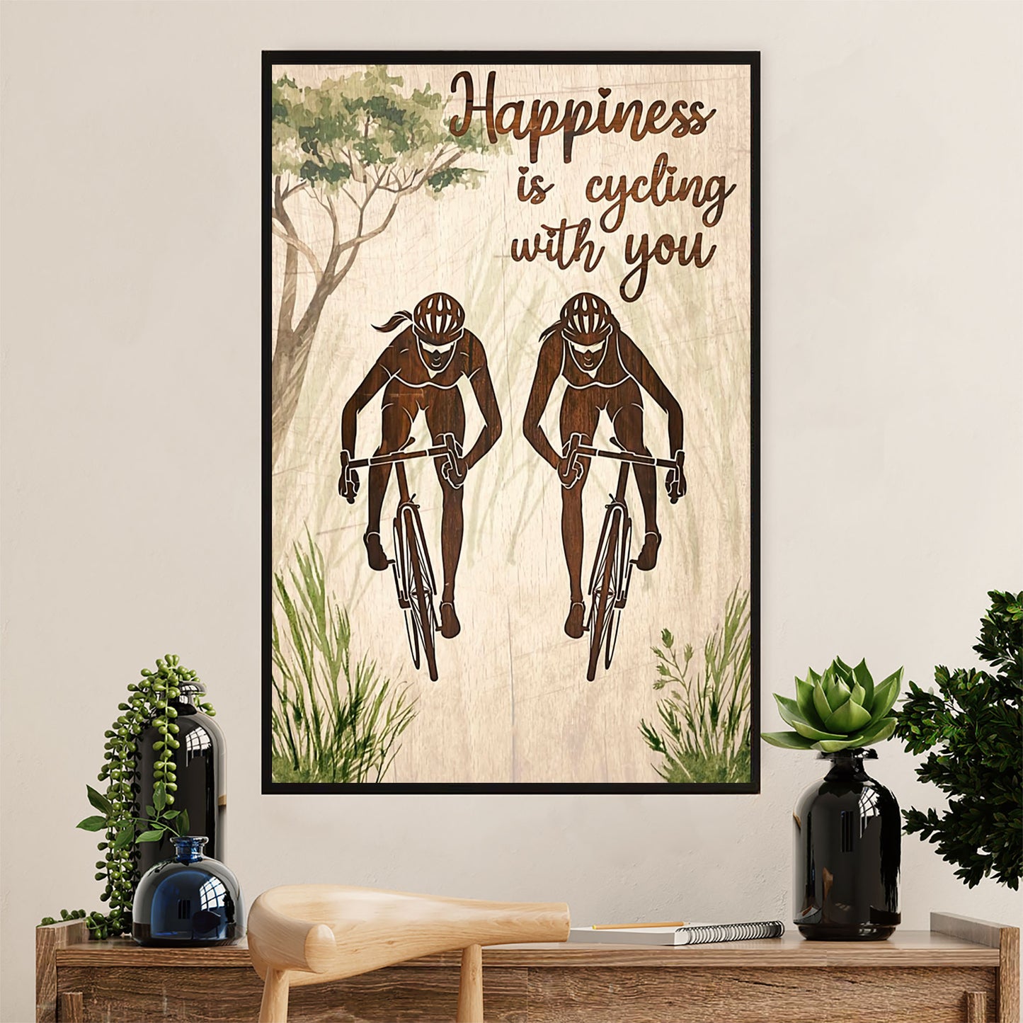 Cycling, Mountain Biking Canvas Wall Art Prints | Happy Friends | Home Décor Gift for Cycler