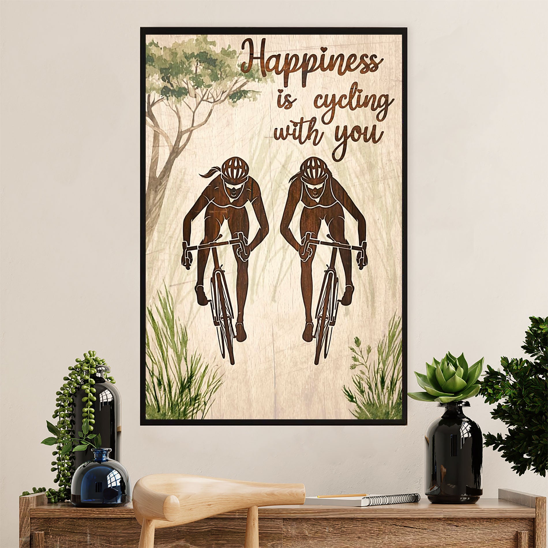 Cycling, Mountain Biking Canvas Wall Art Prints | Happy Friends | Home Décor Gift for Cycler