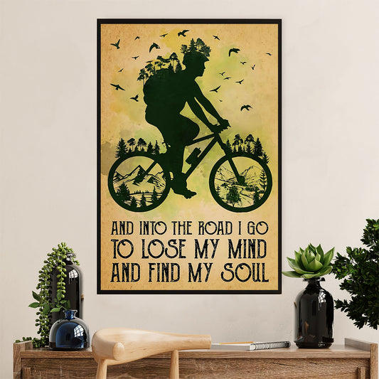 Cycling, Mountain Biking Poster Prints | Into The Road | Wall Art Gift for Cycler