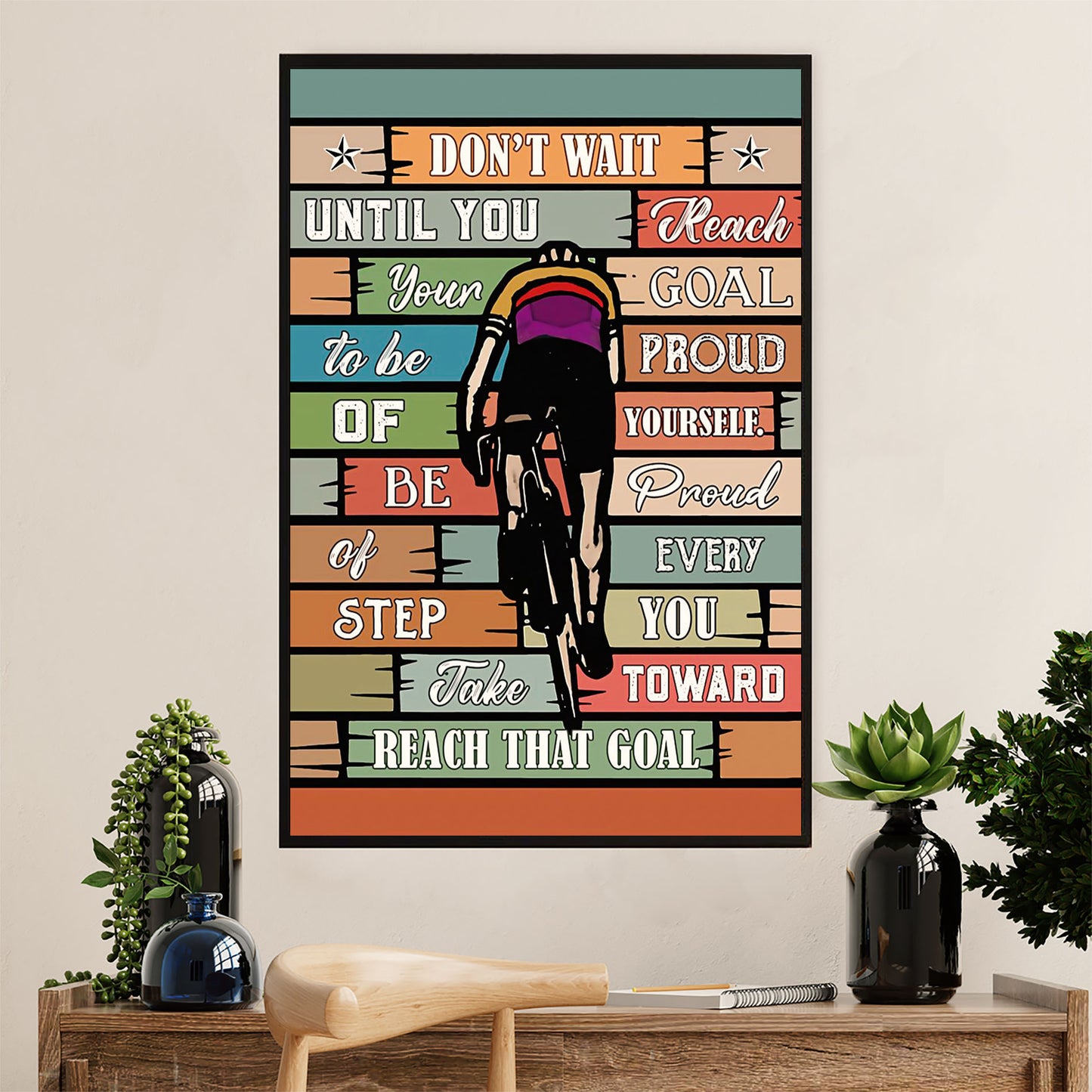 Cycling, Mountain Biking Canvas Wall Art Prints | Reach That Goal | Home Décor Gift for Cycler