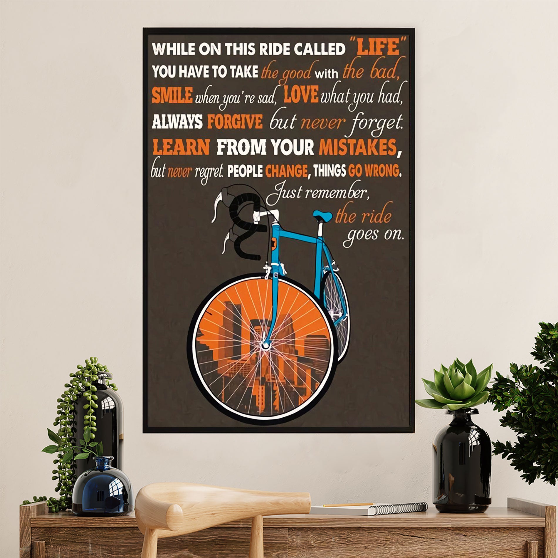 Cycling, Mountain Biking Canvas Wall Art Prints | Smile Love Forgive | Home Décor Gift for Cycler