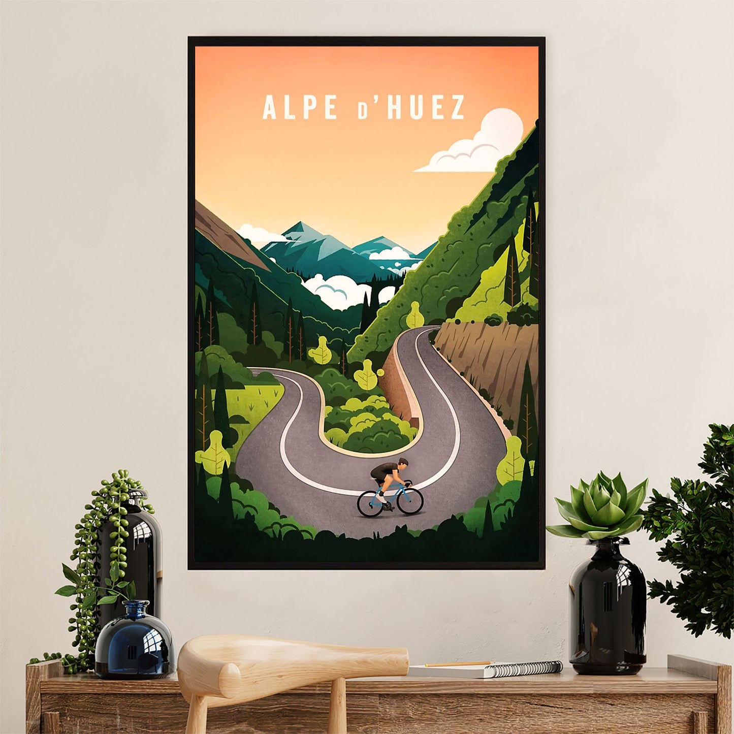 Cycling, Mountain Biking Poster Prints | Alpe d' Huez | Wall Art Gift for Cycler