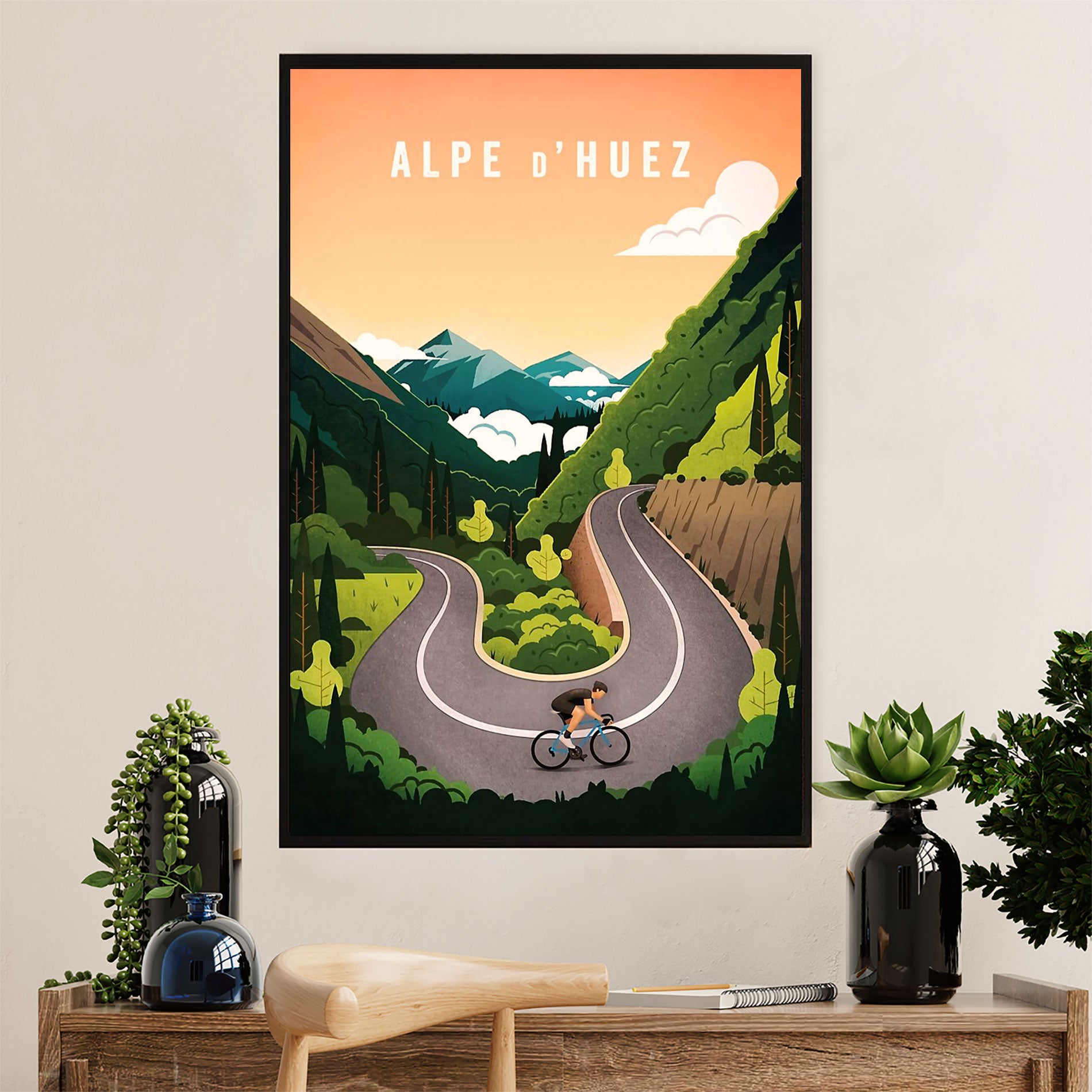 Cycling, Mountain Biking Poster Prints | Alpe d' Huez | Wall Art Gift for Cycler