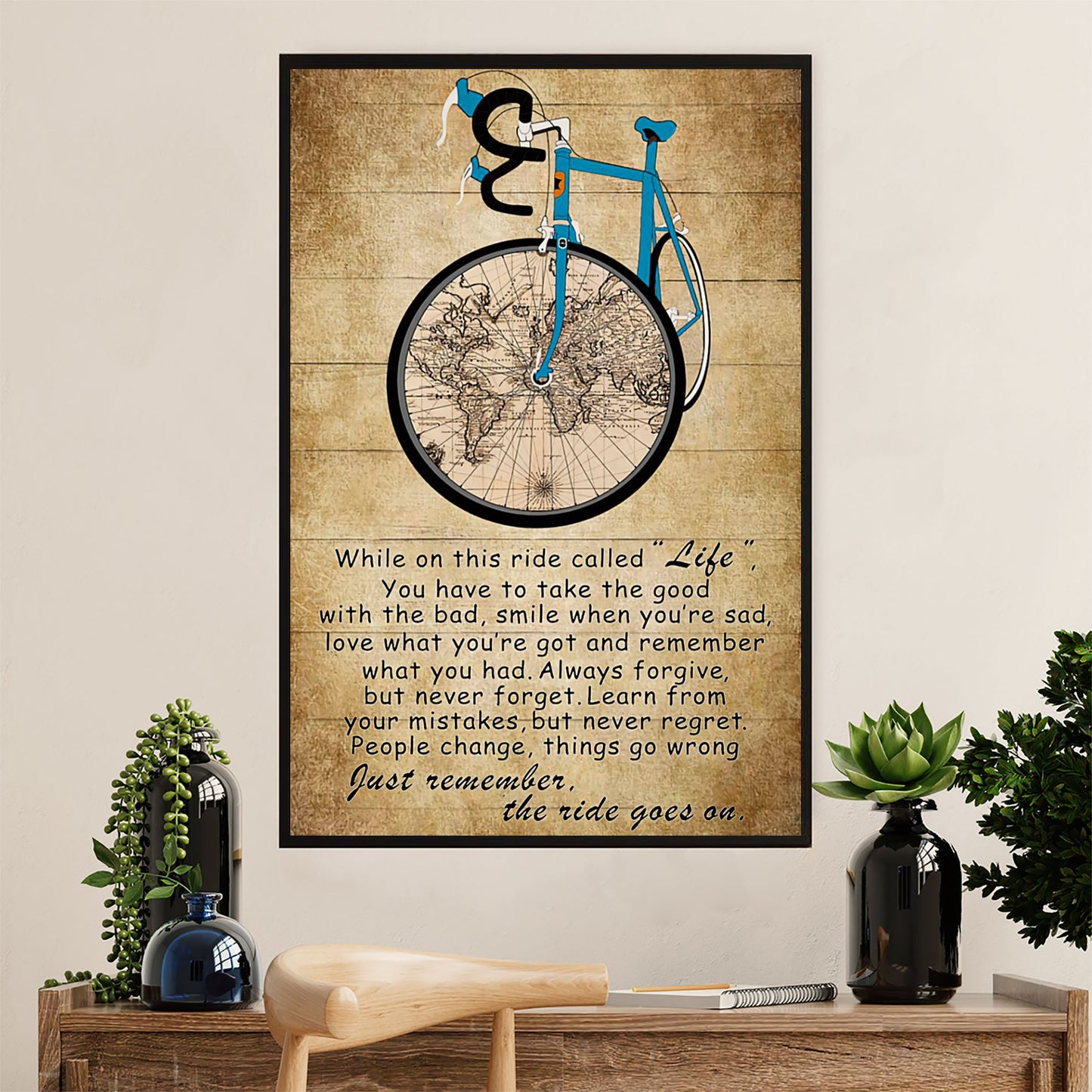 Cycling, Mountain Biking Canvas Wall Art Prints | The Ride Goes On | Home Décor Gift for Cycler