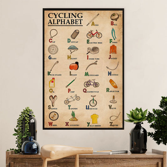 Cycling, Mountain Biking Canvas Wall Art Prints | Cycling Alphabet | Home Décor Gift for Cycler