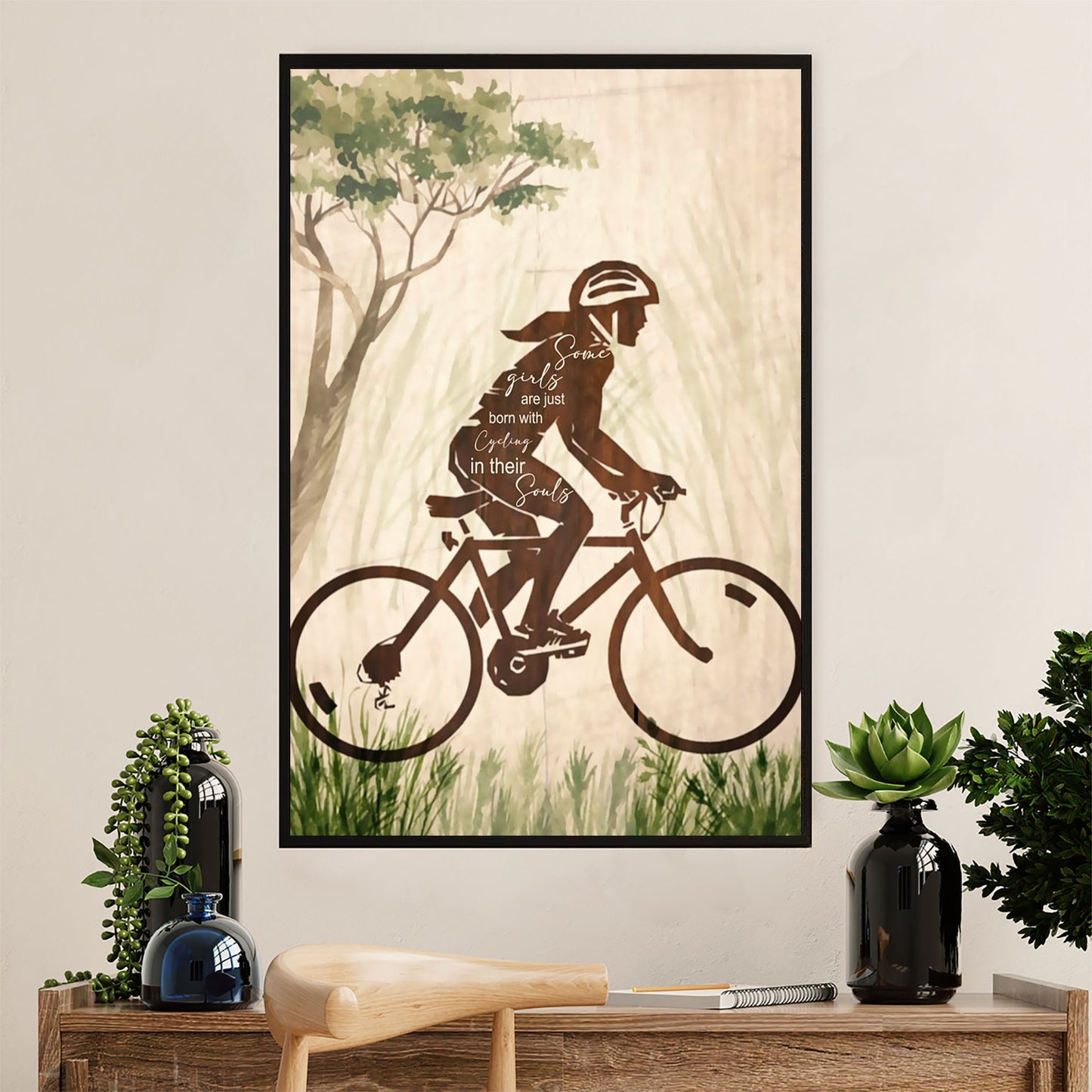 Cycling, Mountain Biking Poster Prints | Cycling Girl | Wall Art Gift for Cycler