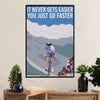 Cycling, Mountain Biking Canvas Wall Art Prints | It Never Gets Easier | Home Décor Gift for Cycler